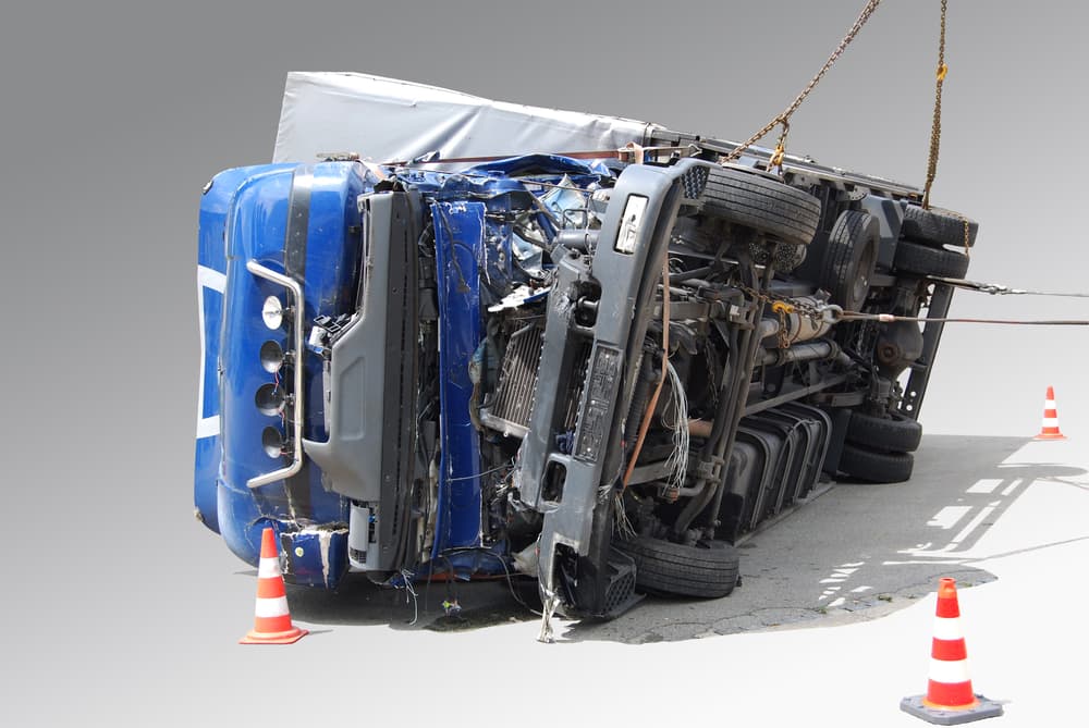 Damaged truck after an accident.