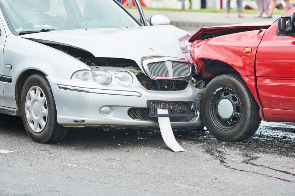 Street collision involving a car crash.